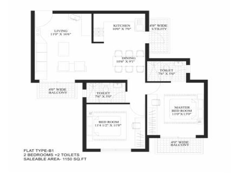 Era Redwood Residency 2 Br 1150 Sqft Floor Plan Prithvi Estates